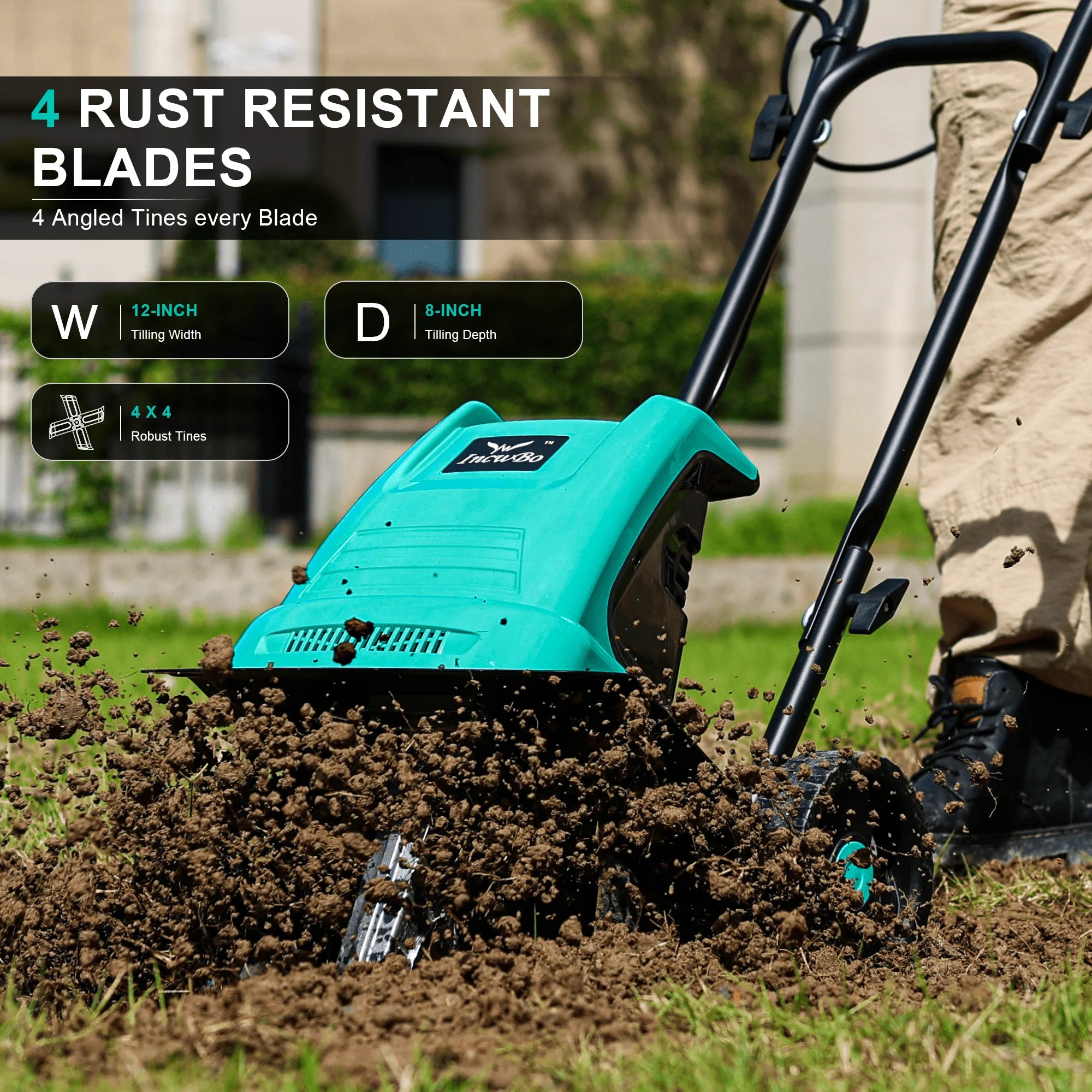 IncwBo Electric Rototiller Garden Tiller