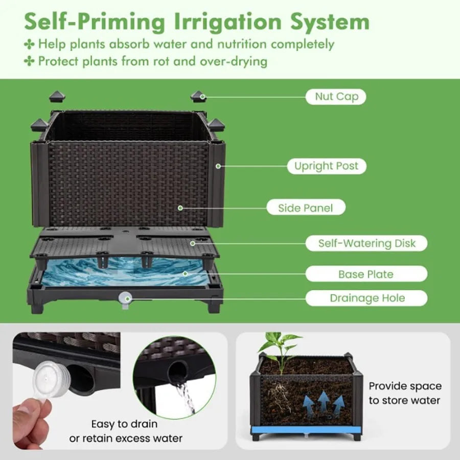 Space Saving Design Elevated Plastic Raised Garden
