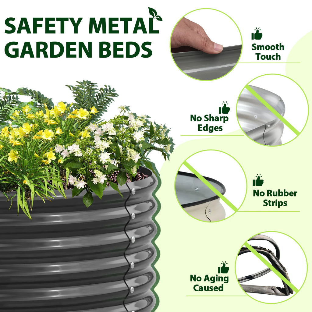 2-Pack 4ft x 18” Tall Galvanized Raised Garden