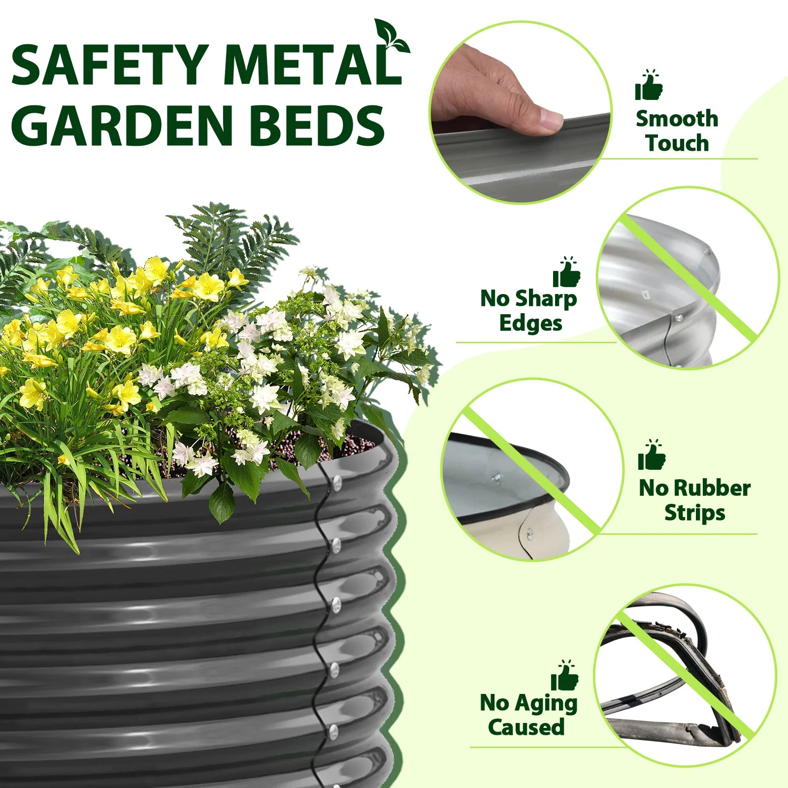 2-Pack 4ft x 18” Tall Galvanized Raised Garden