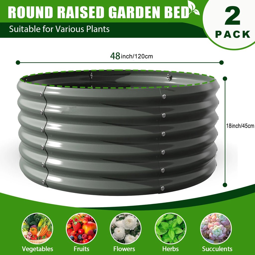 2-Pack 4ft x 18” Tall Galvanized Raised Garden